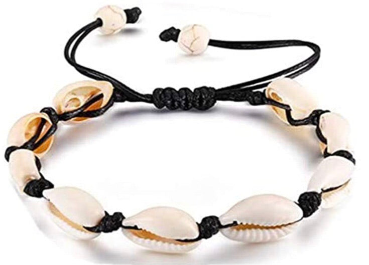 Natural Cowrie Shell Anklet Or Bracelet - Black